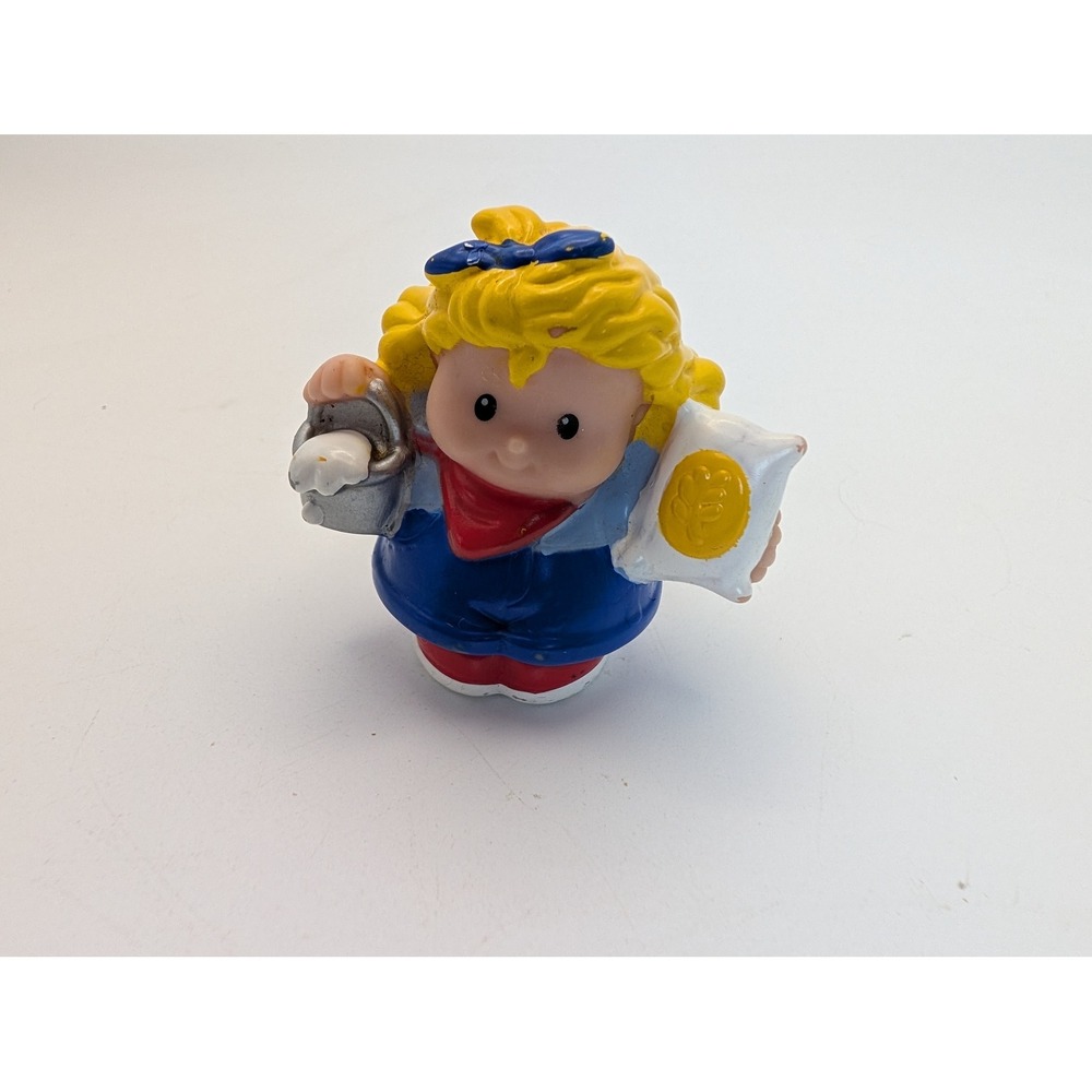 Fisher-Price Little People Farm Girl Figure Blue Overalls Milk Pail Grain 2007